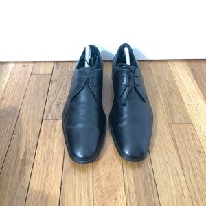 Ferragamo 8 D Black pebble calf lace up shoes Oxford loafers leather
